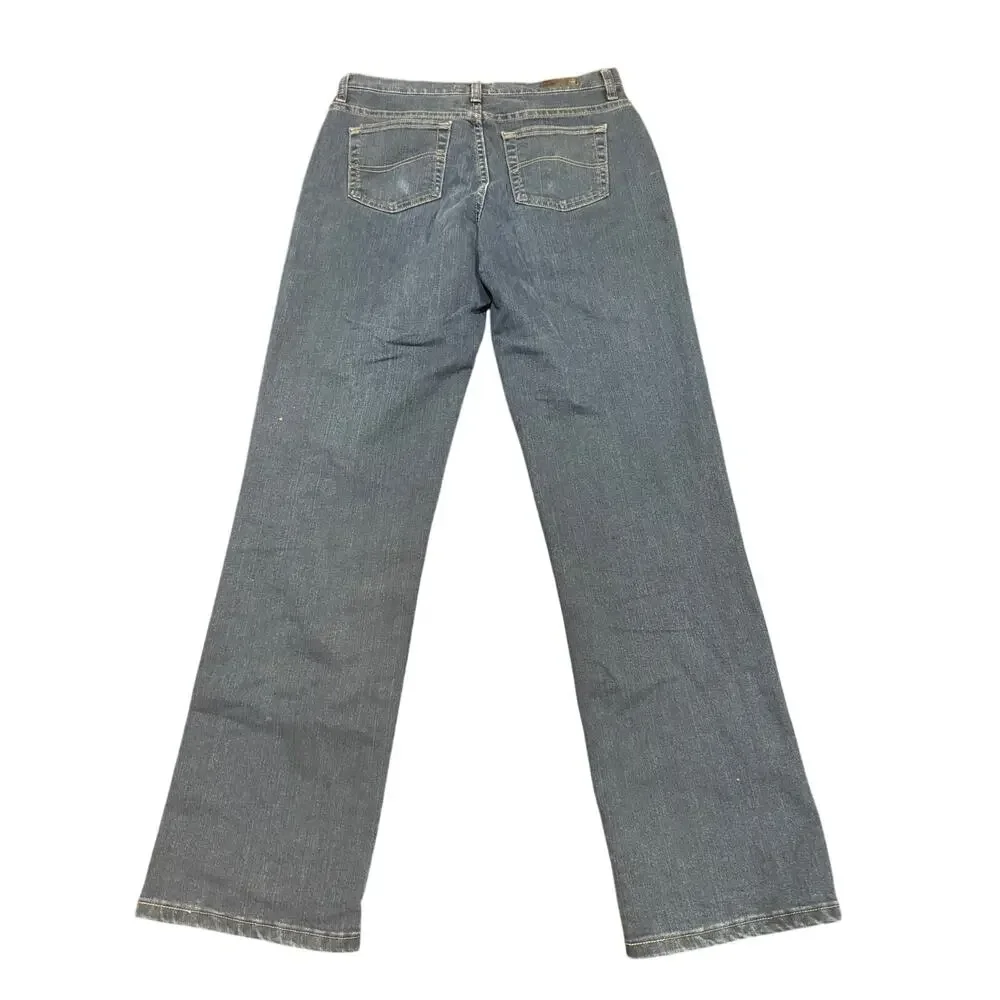 Lee Women's Relaxed Fit Straight Leg Blue Jeans Size 10 Long